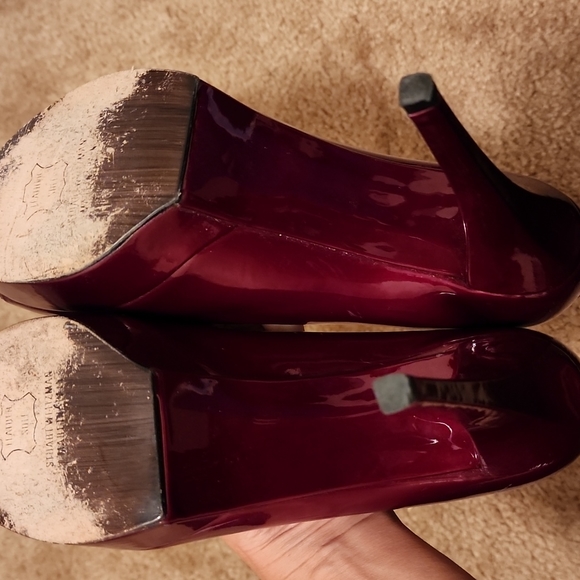 Stuart Weitzman Patent Leather Peep Toe Platform Heels - Picture 6 of 16